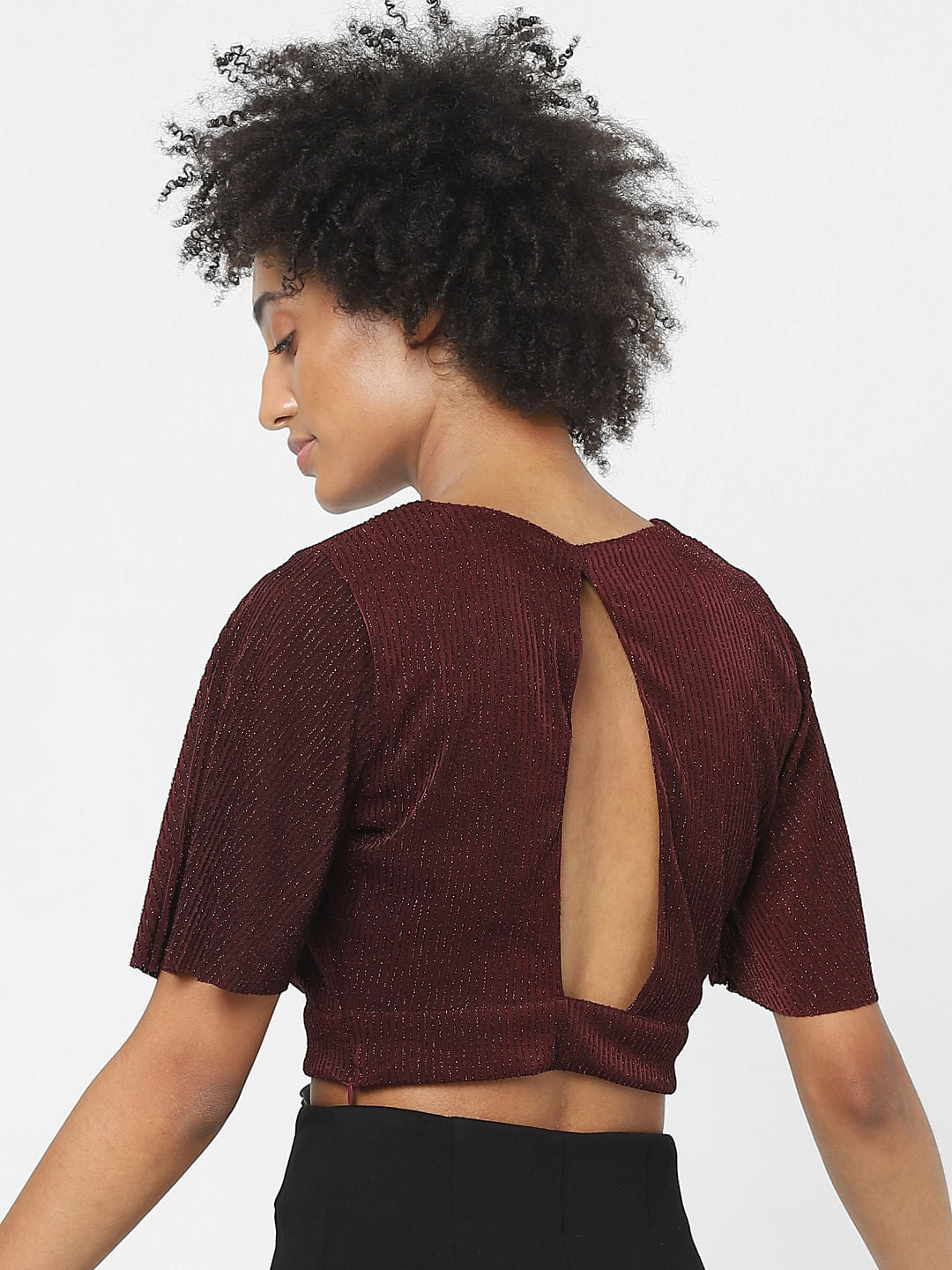 Maroon Cut Out Crop Top