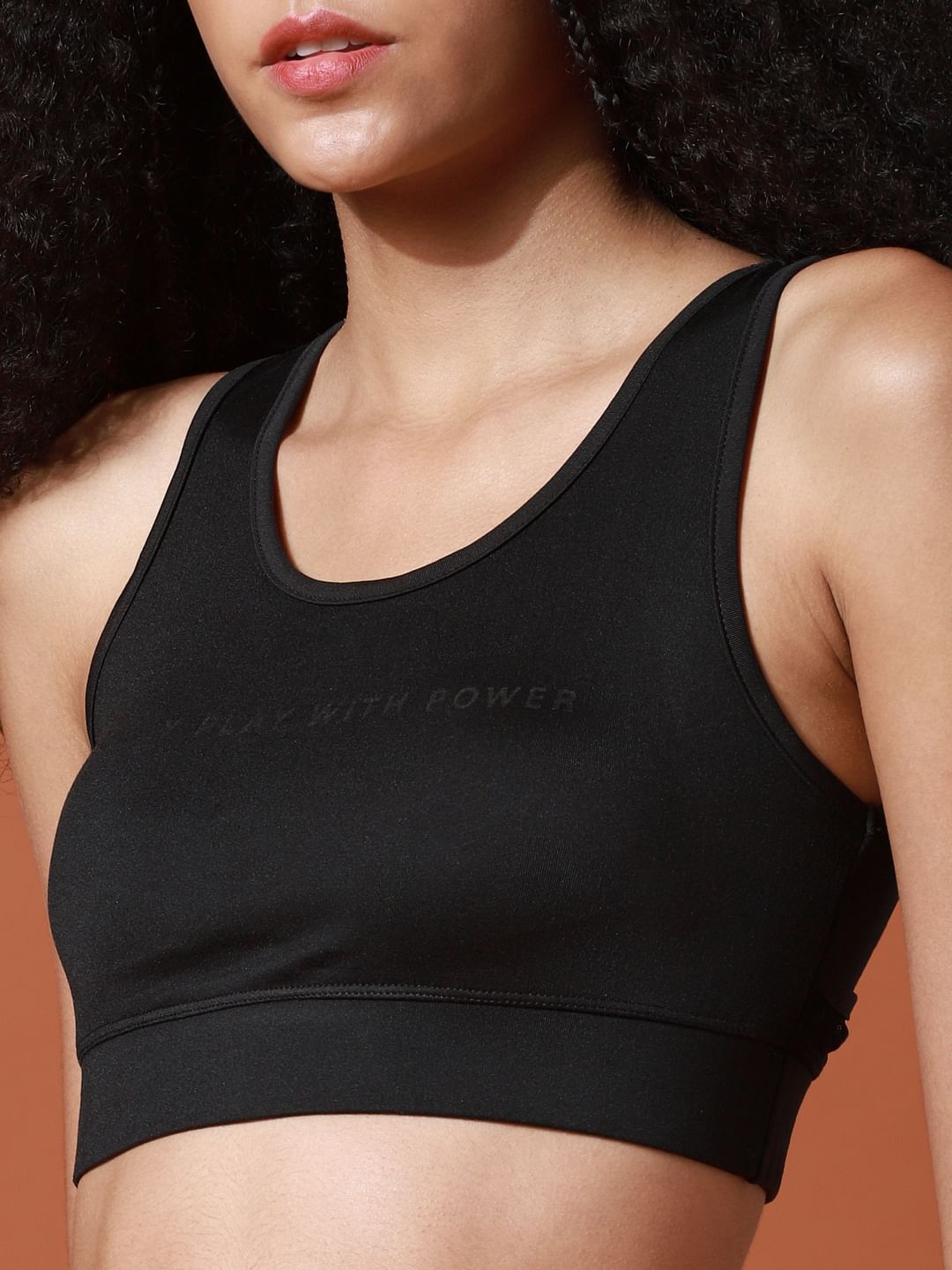 Black Mesh Detail Sports Bra