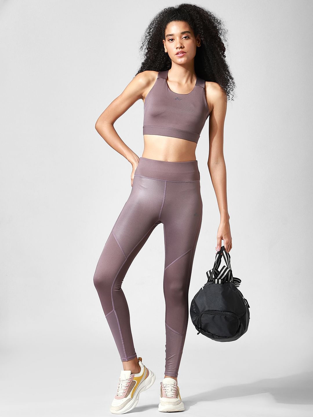 Brown High Rise Co-Ord Training Tights