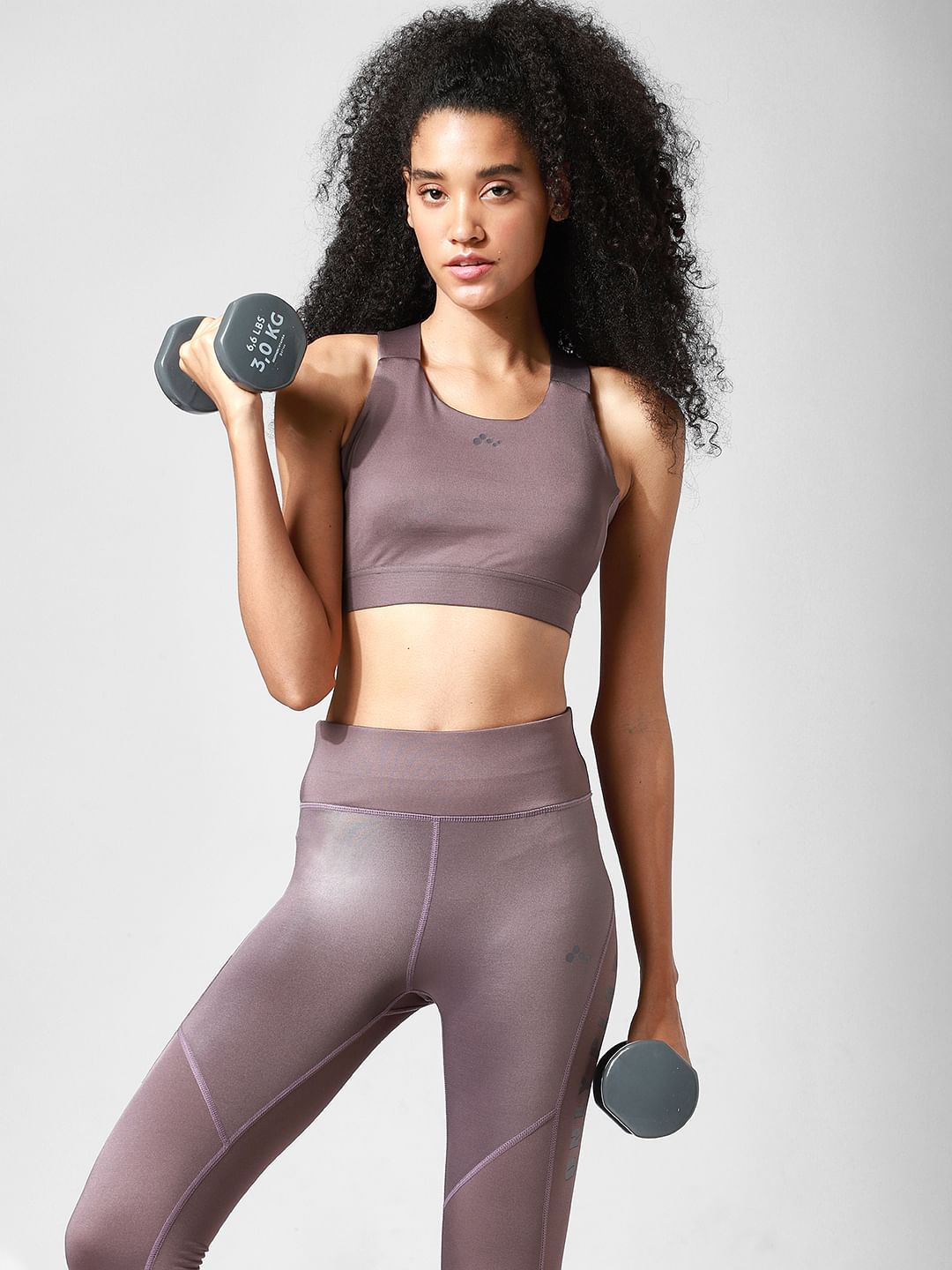 Brown Criss-Cross Back Co-Ord Sports Bra