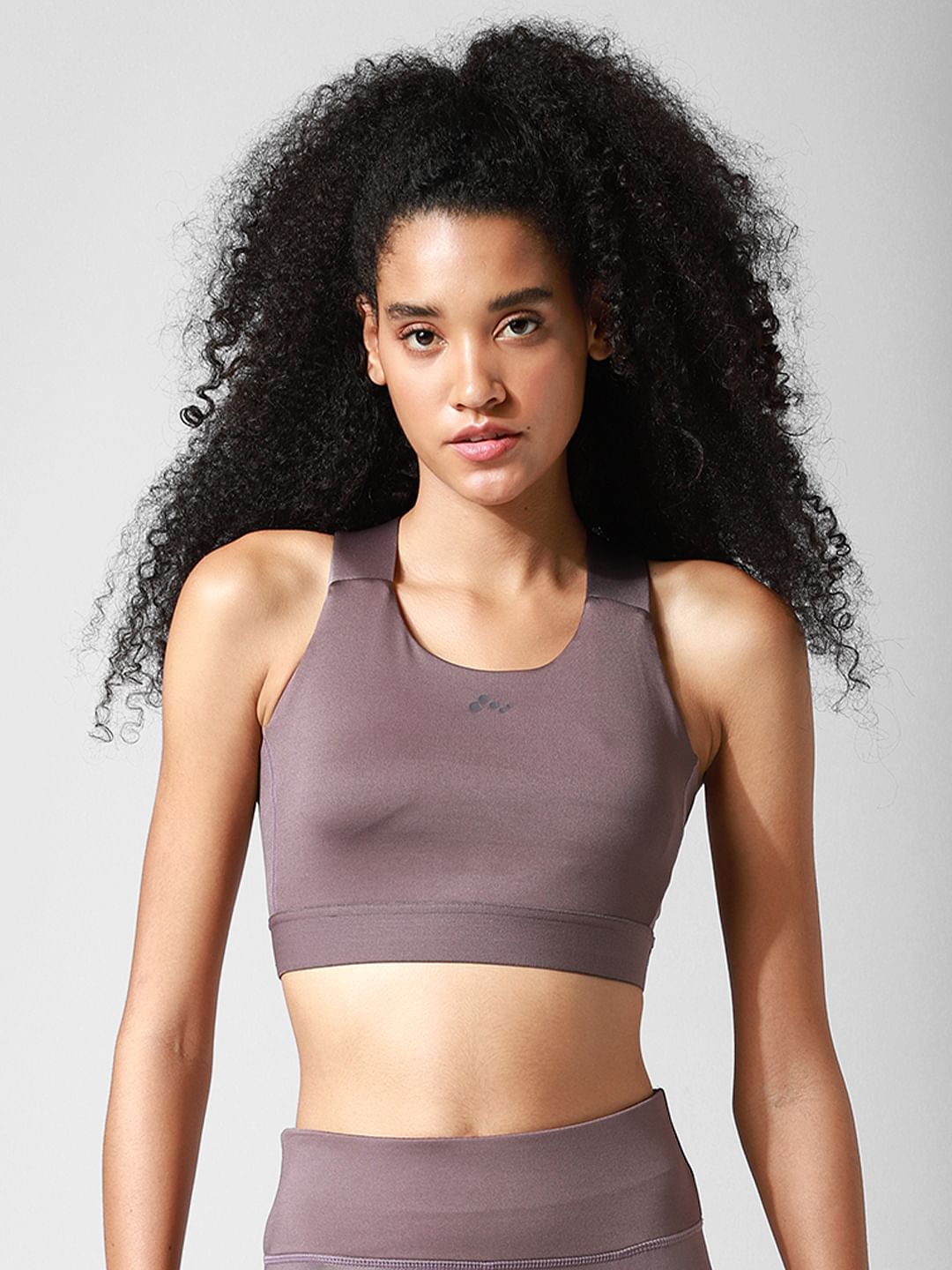 Brown Criss-Cross Back Co-Ord Sports Bra