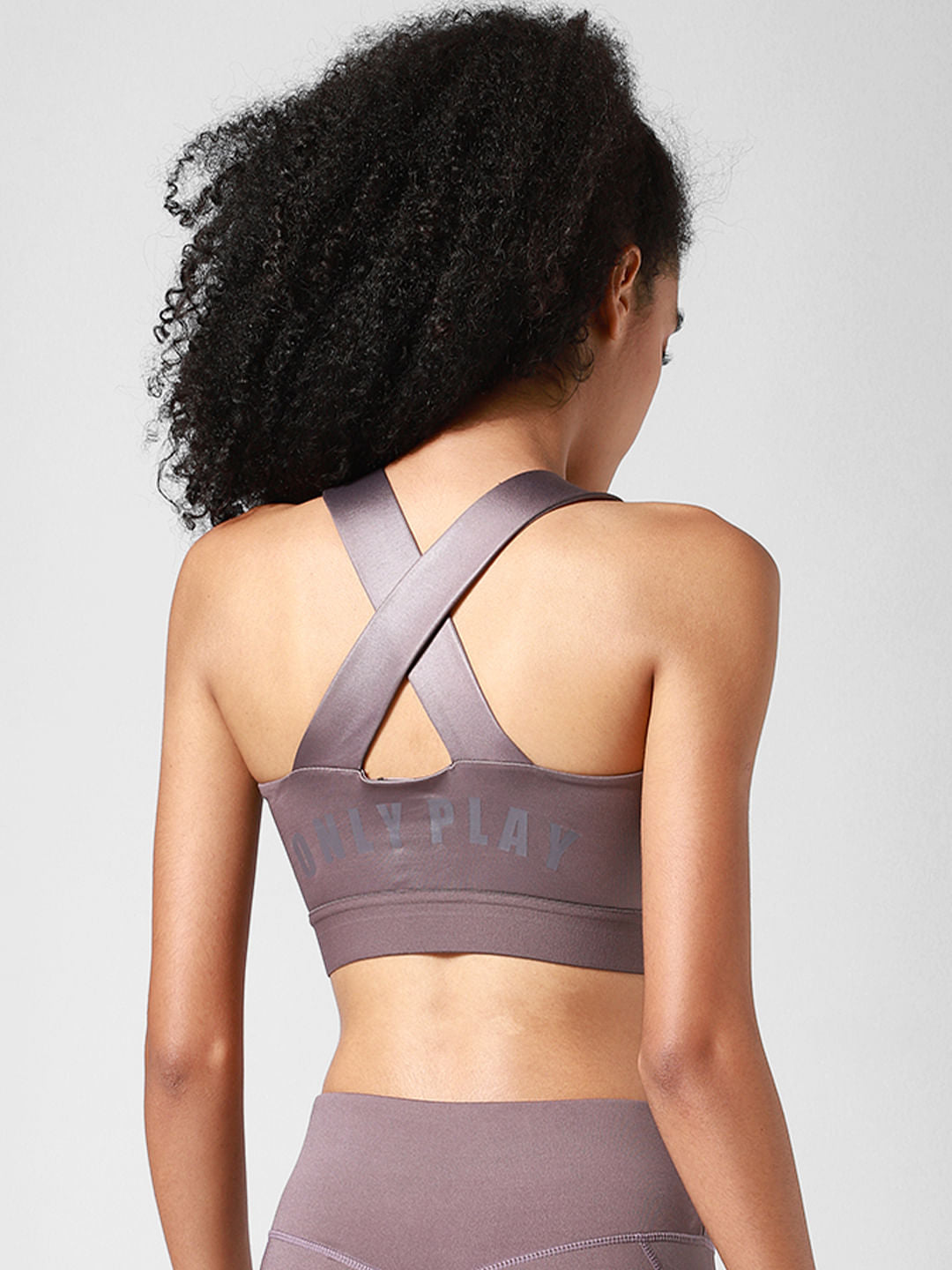 Brown Criss-Cross Back Co-Ord Sports Bra