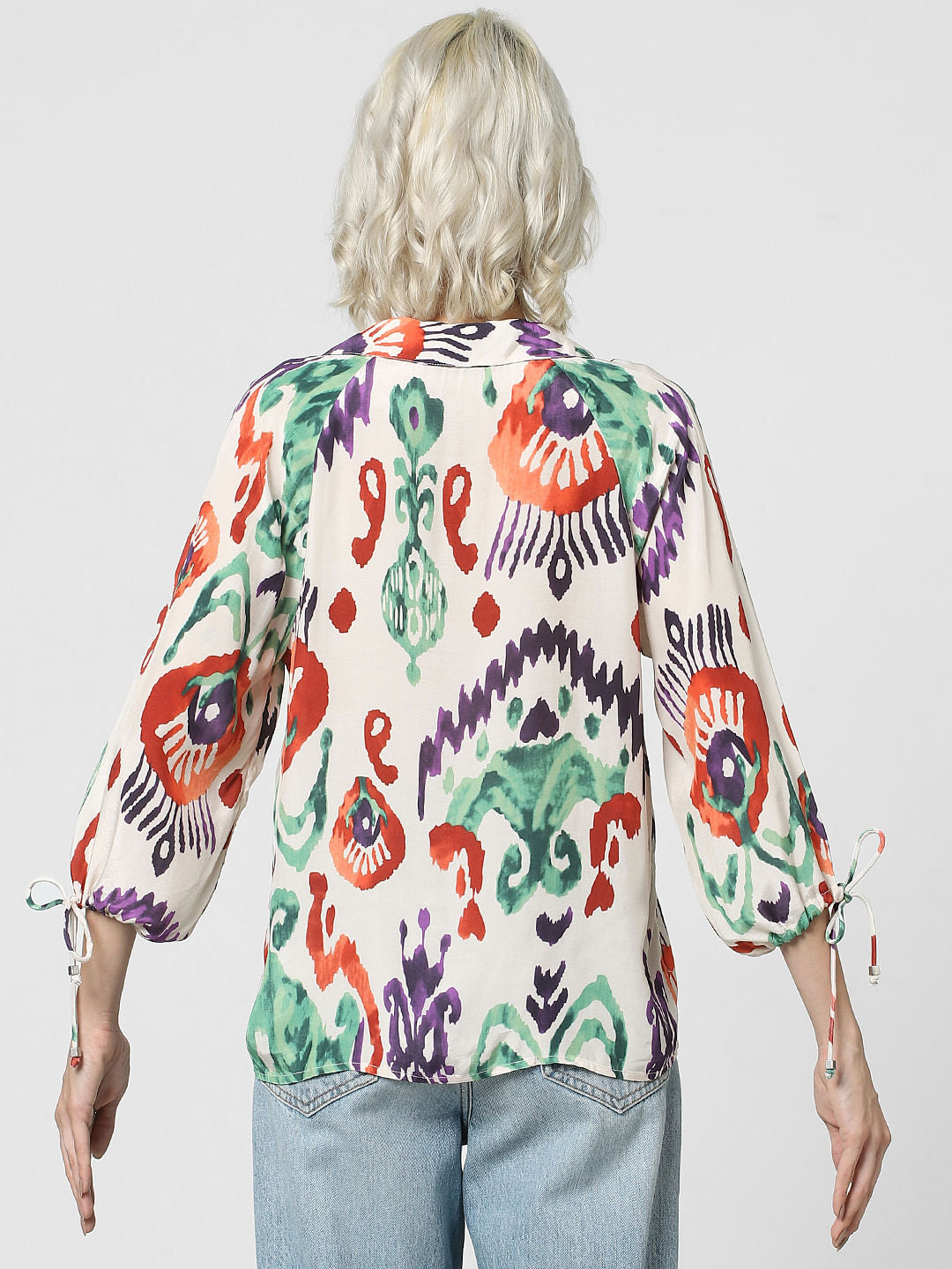 White Abstract Print Shirt