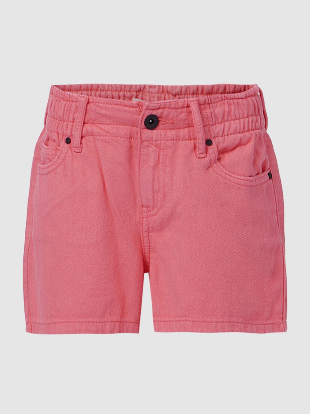 Pink Mid Rise Denim Shorts