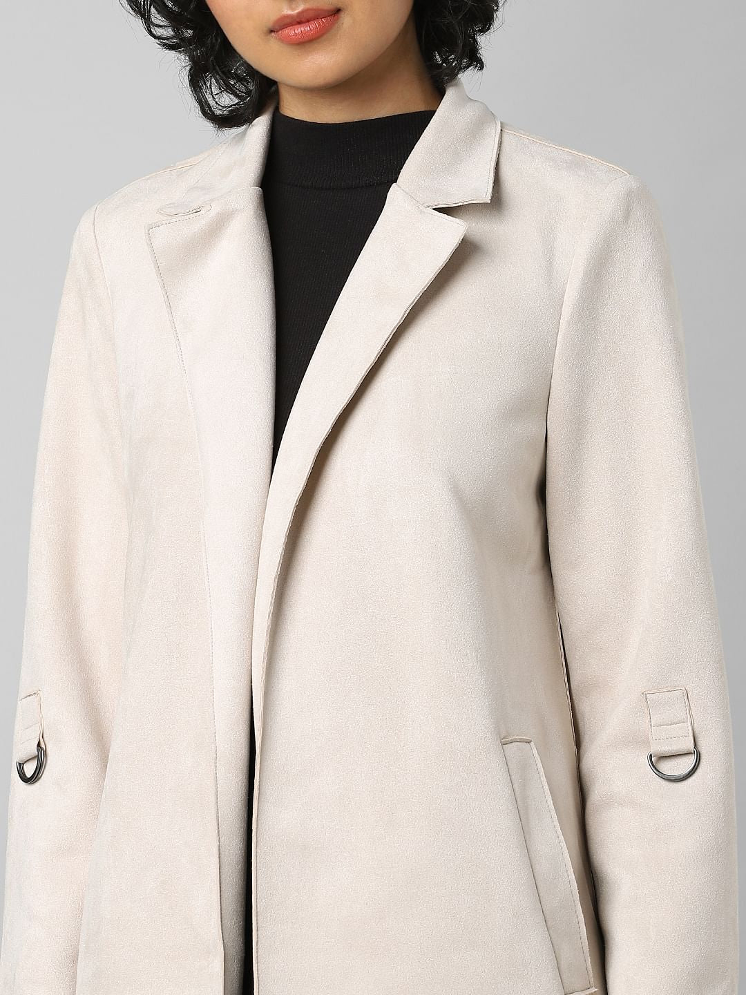 Beige Faux Suede Coat
