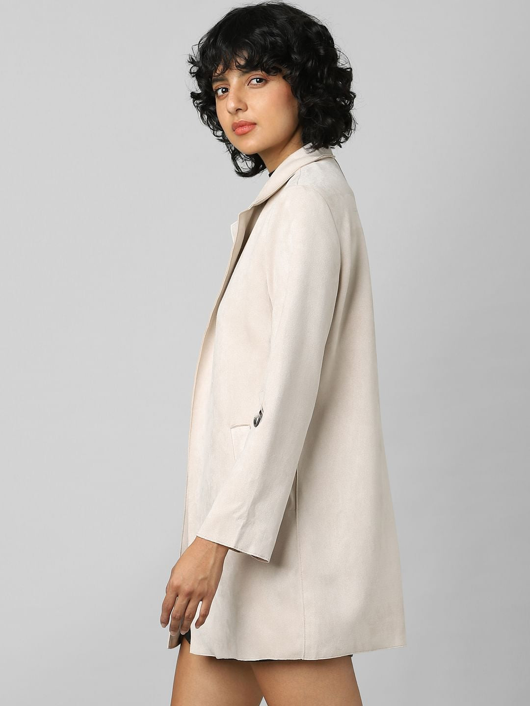 Beige Faux Suede Coat