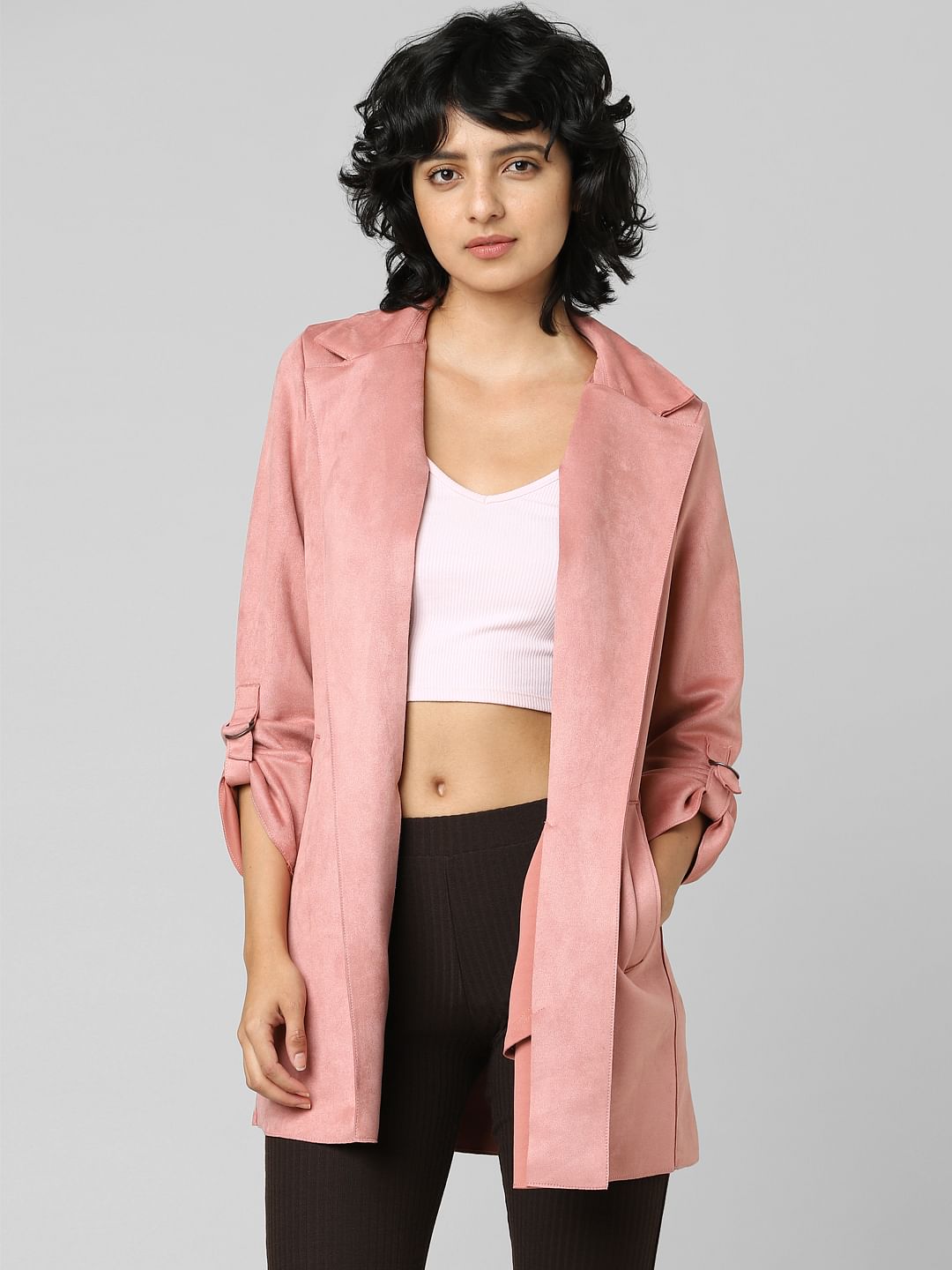 Pink Faux Suede Coat