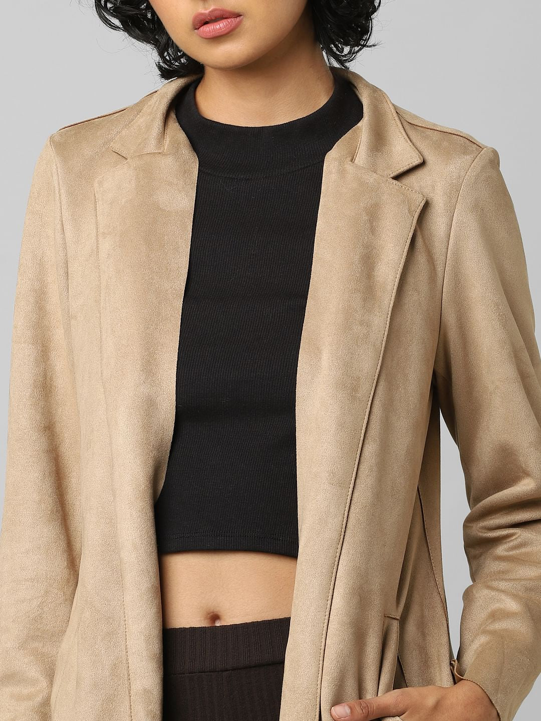 Brown Faux Suede Long Coat