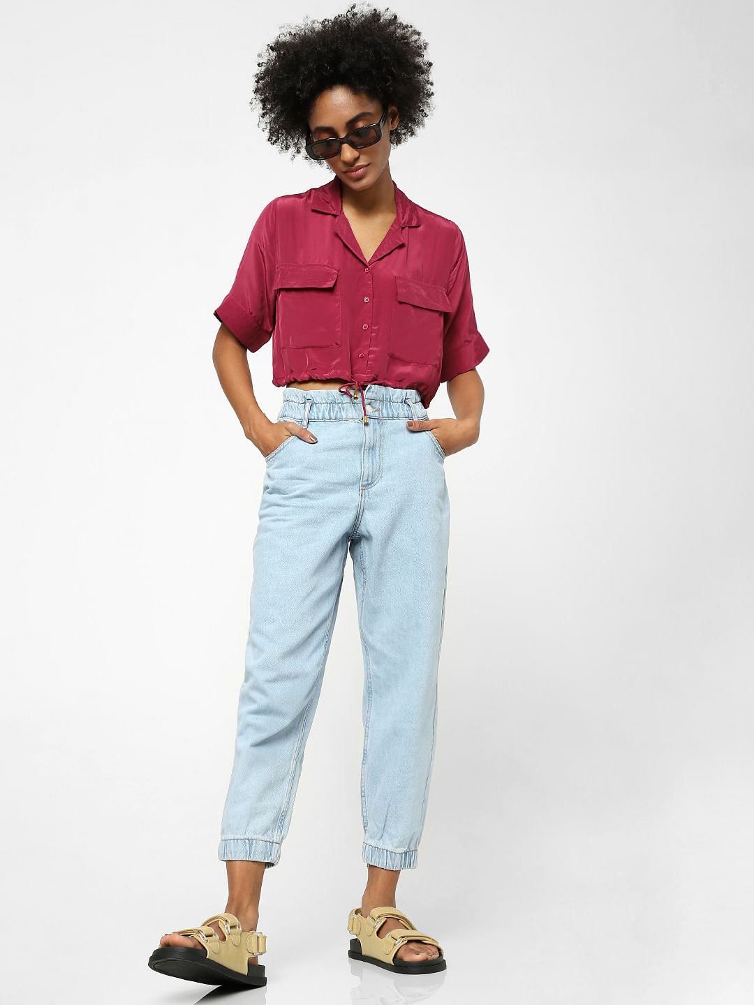 Blue High Waist Slouchy Fit Jeans