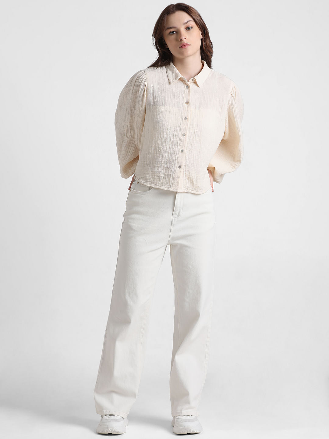 Cream Textured Shirt