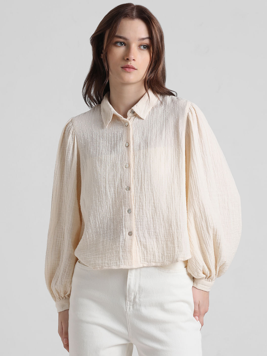 Cream Textured Shirt