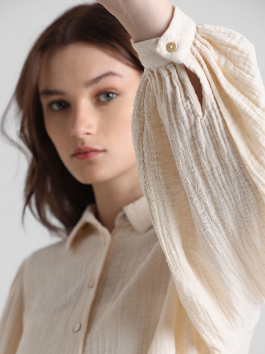 Cream Textured Shirt