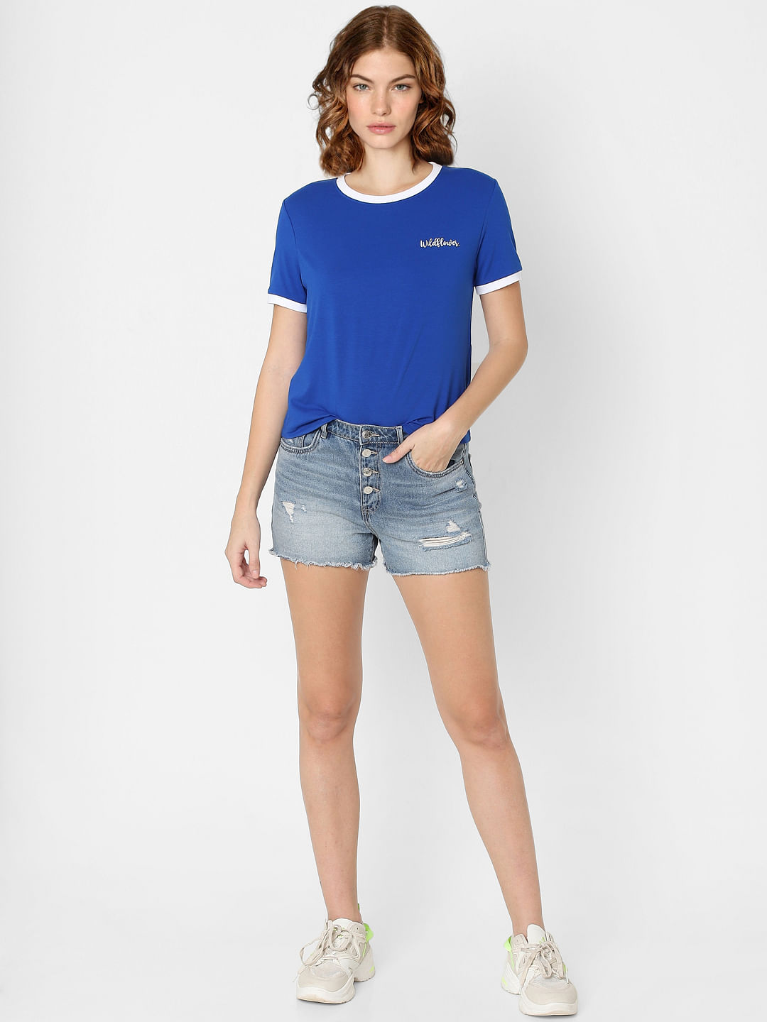 Blue Contrast Tipping T-Shirt