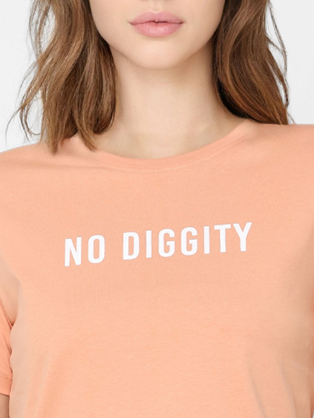 Peach Text Print T-Shirt