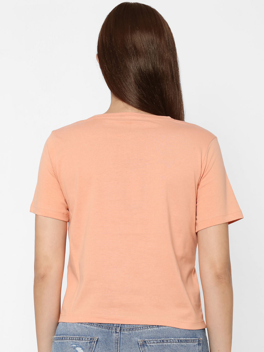 Peach Text Print T-Shirt