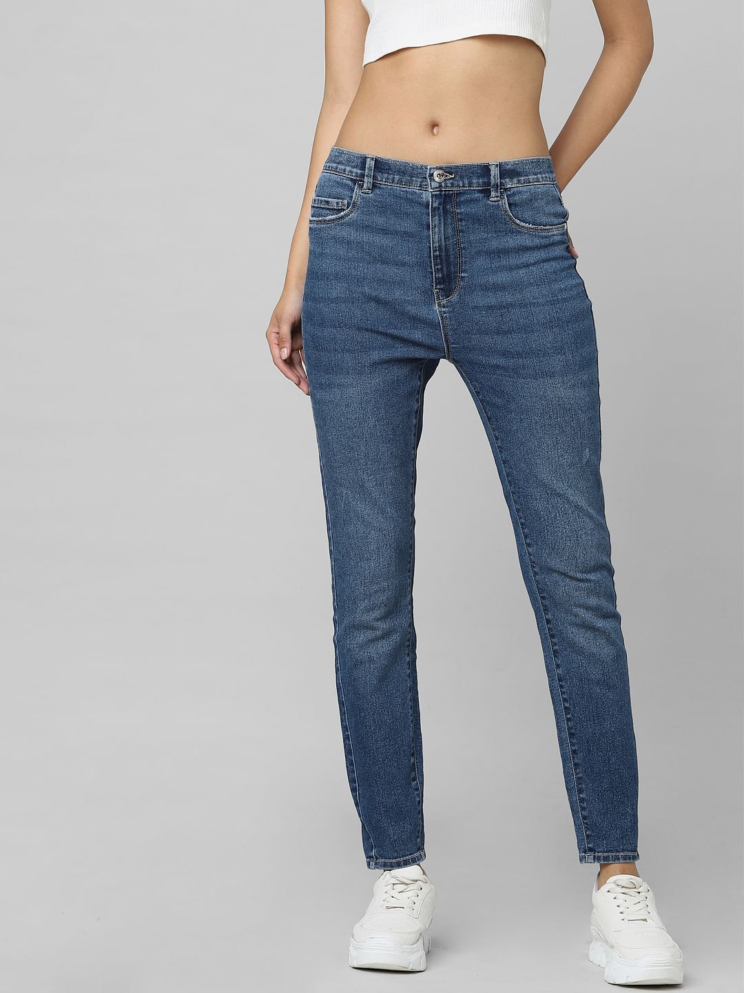 Blue Mid Rise Skinny Jeans