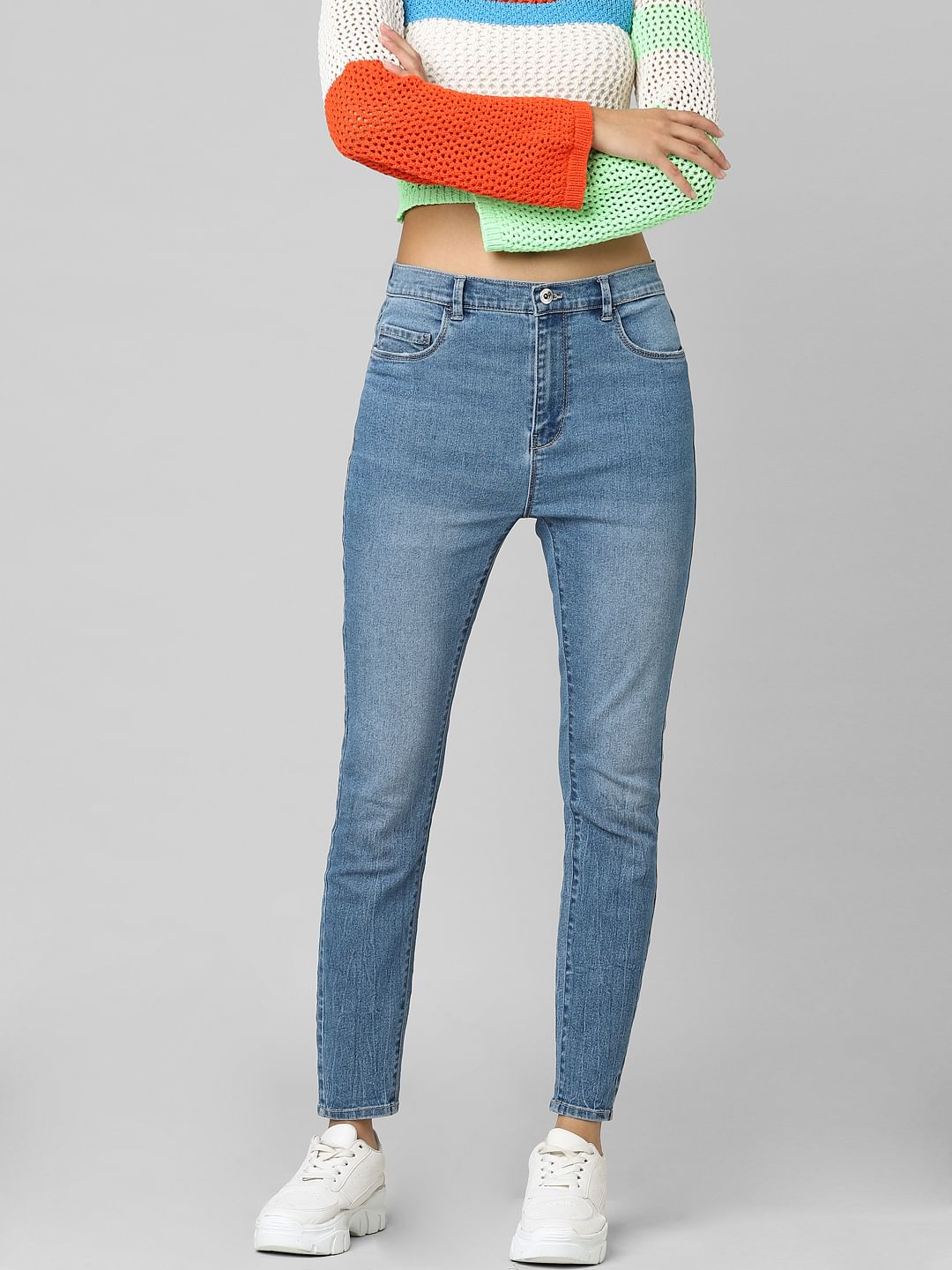 Blue Mid Rise Skinny Jeans
