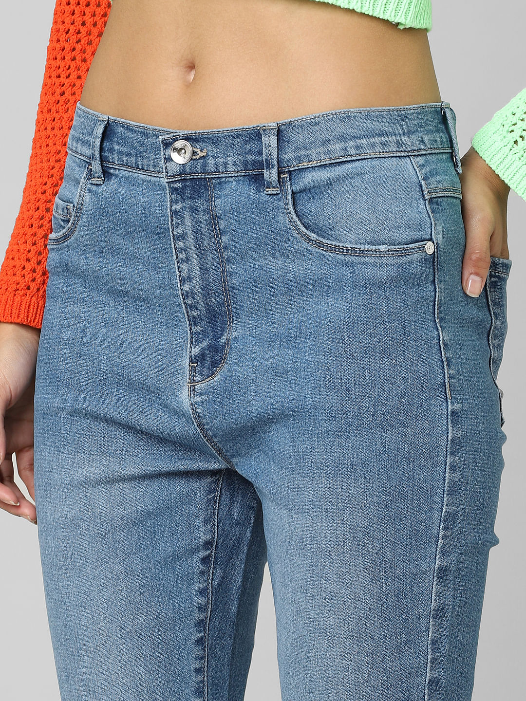 Blue Mid Rise Skinny Jeans