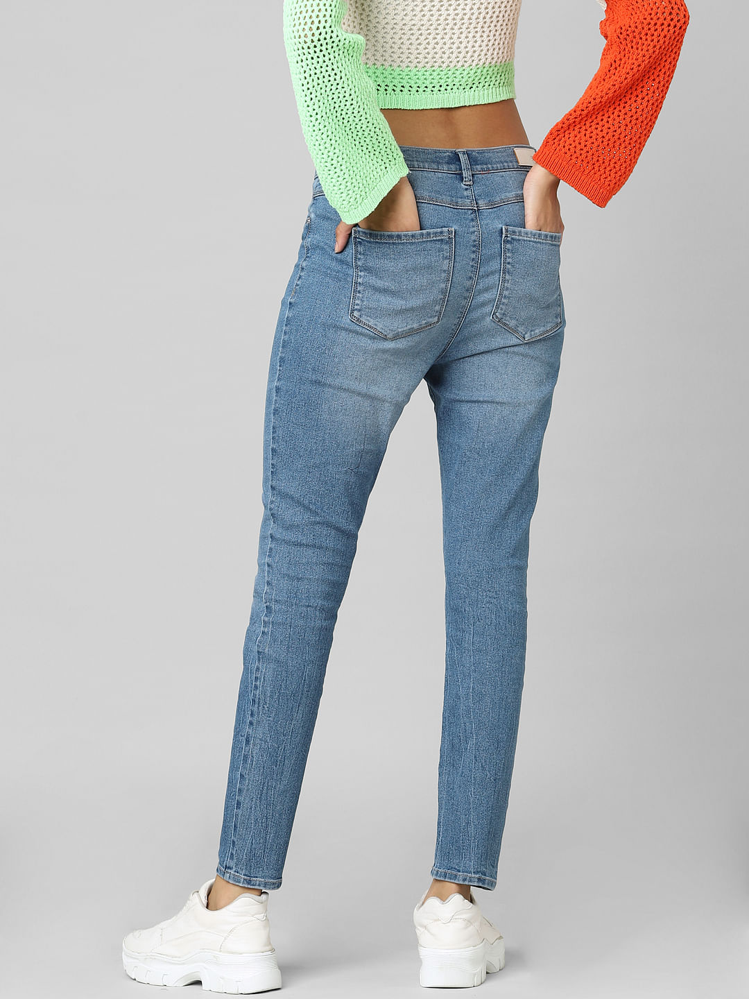 Blue Mid Rise Skinny Jeans