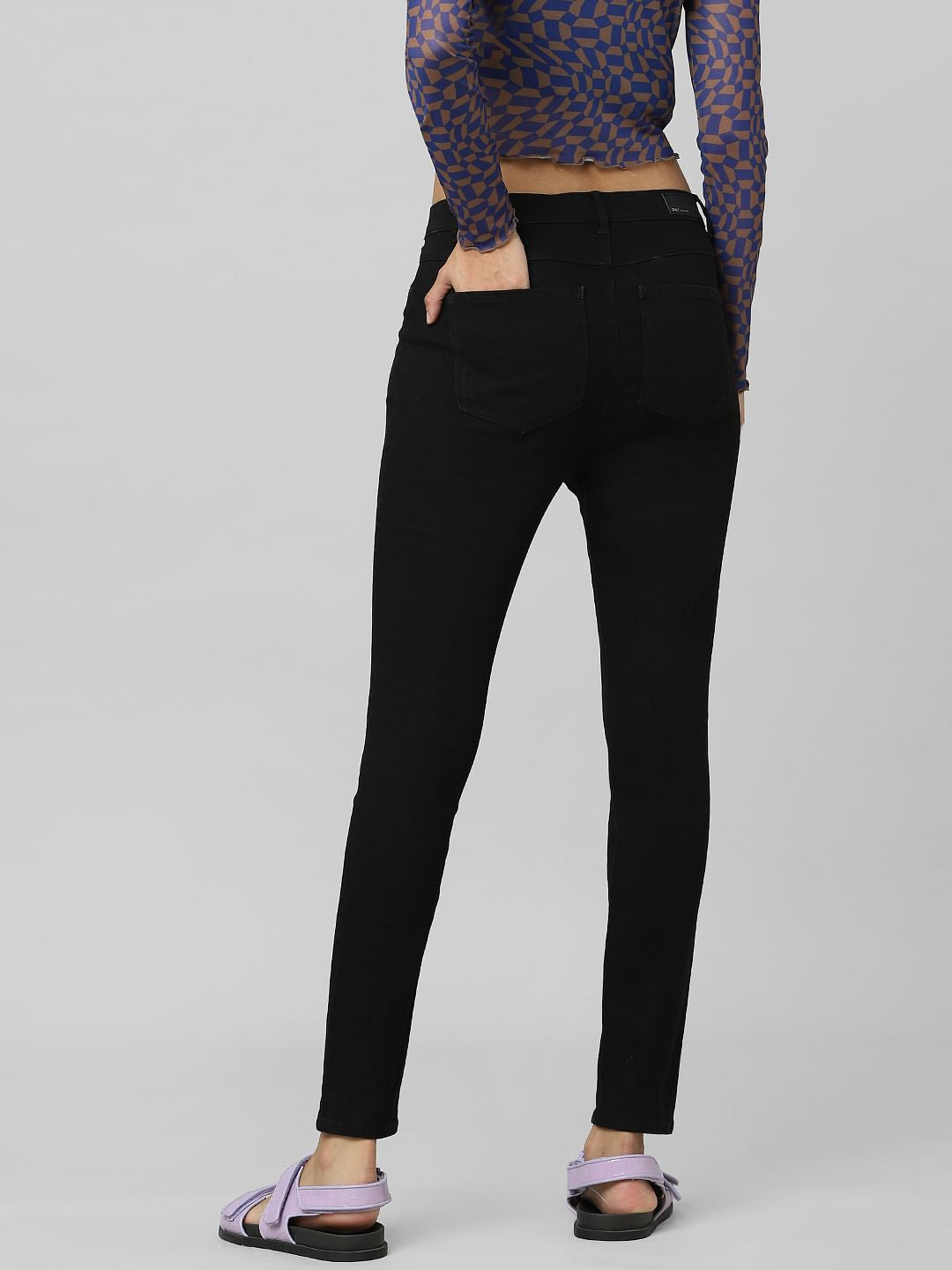 Black Mid Rise Skinny Jeans