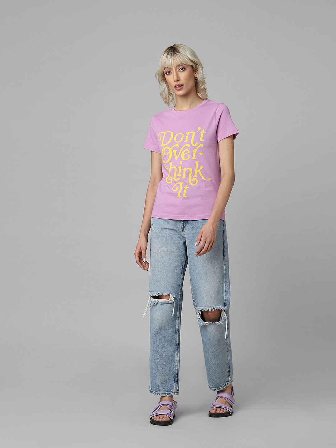 Pink Slogan Print T-Shirt