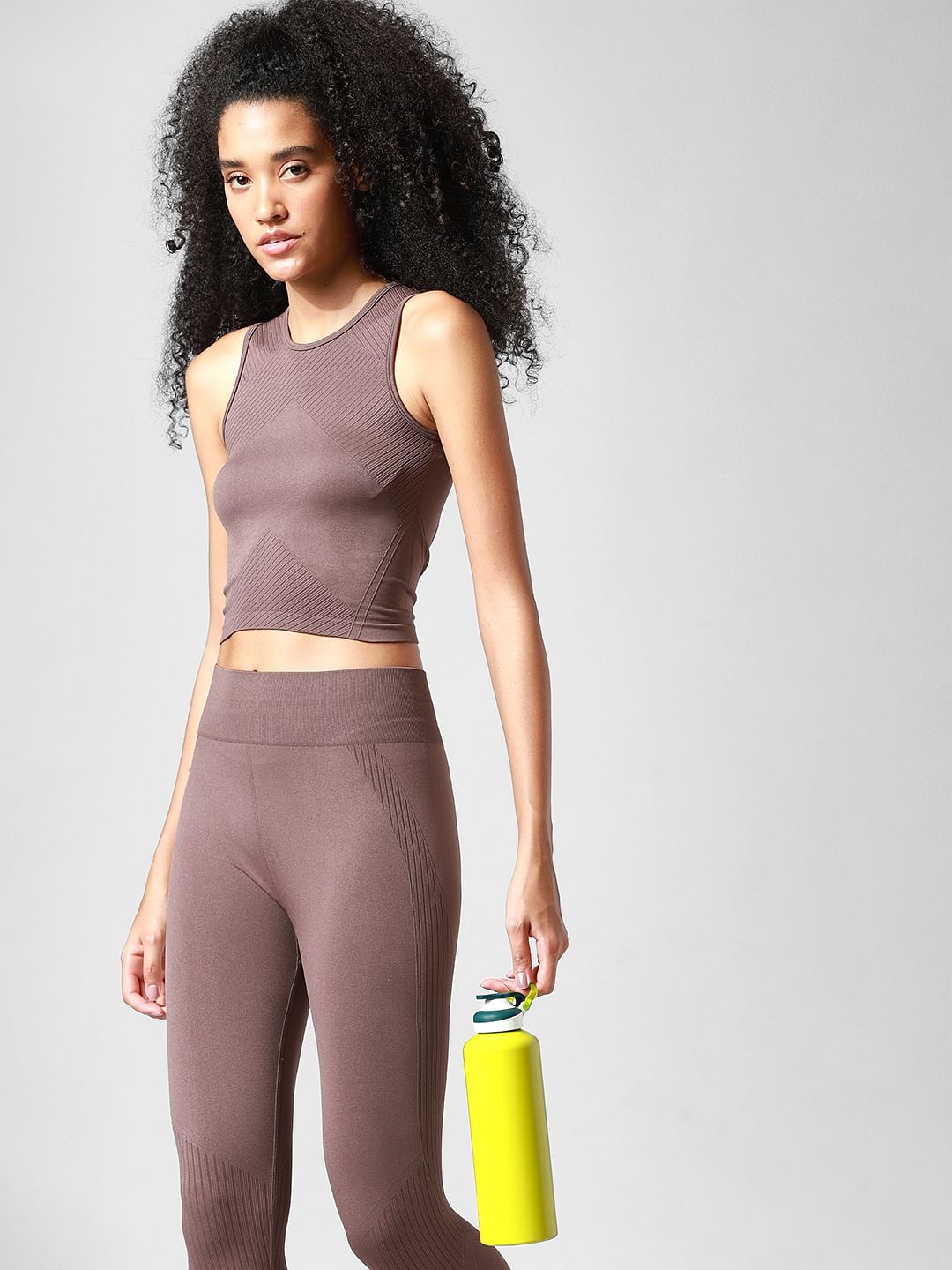 Brown Textured Co-Ord Training Top