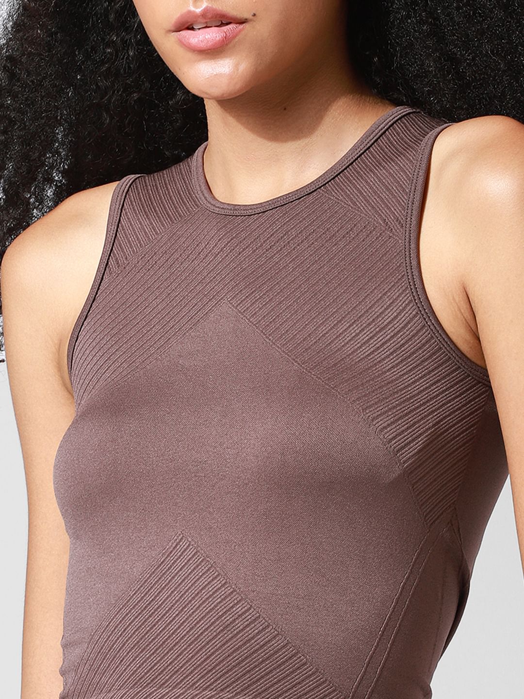 Brown Textured Co-Ord Training Top