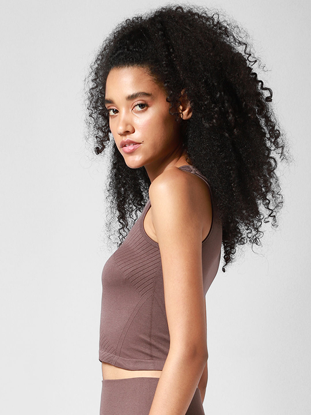 Brown Textured Co-Ord Training Top