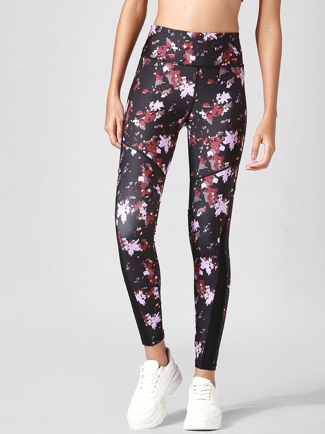 Black High Rise Printed Co-Ord Training Tights