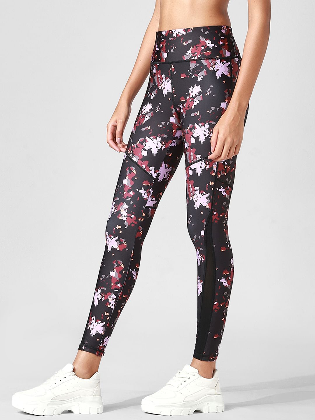 Black High Rise Printed Co-Ord Training Tights