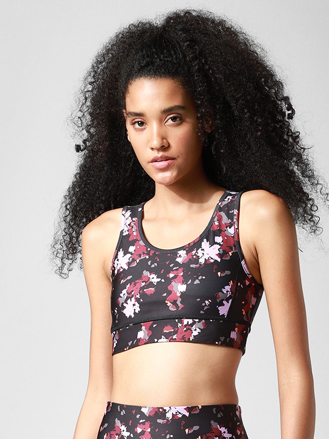 Black Printed Co-Ord Sports Bra