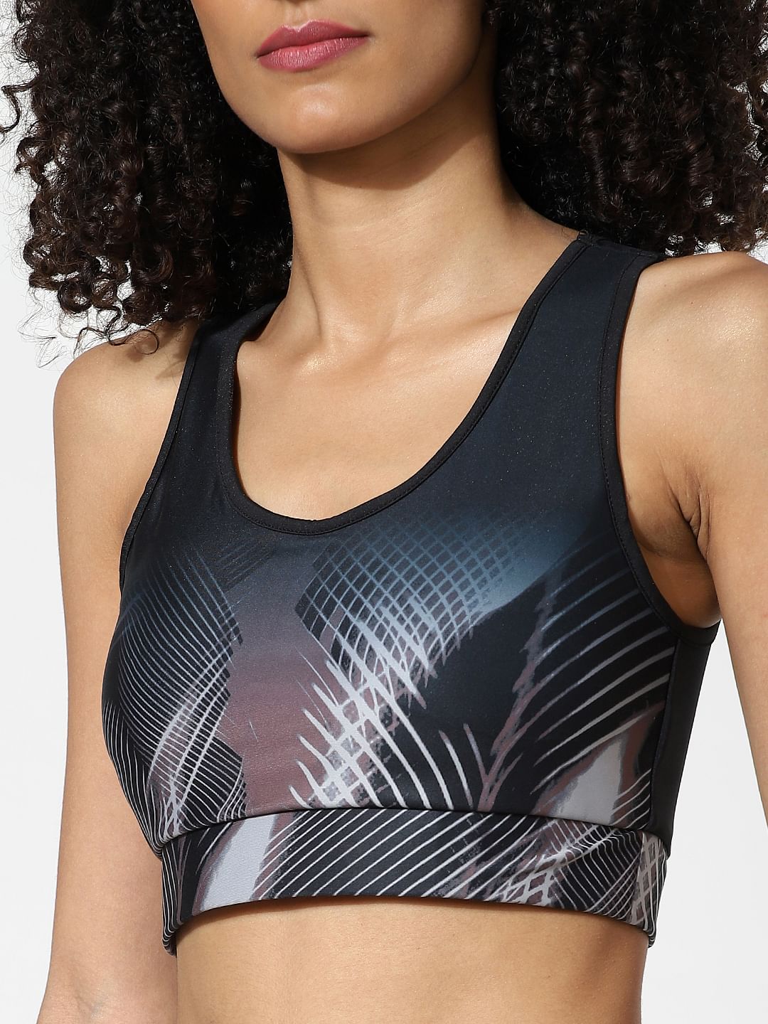 Black Printed Sports Bra