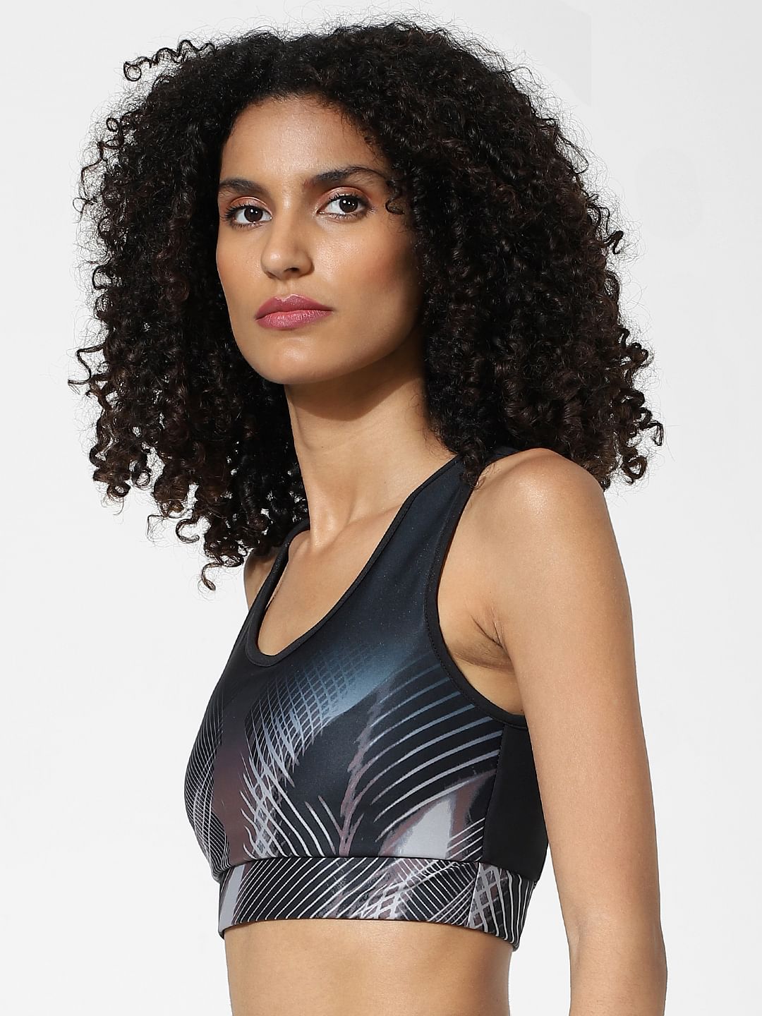 Black Printed Sports Bra