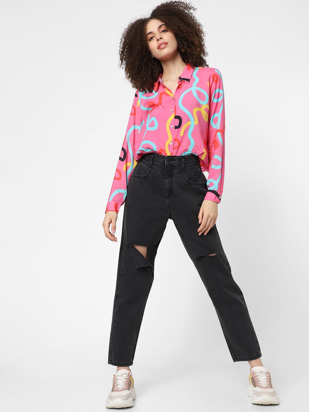 Black High Rise Ripped Jeans