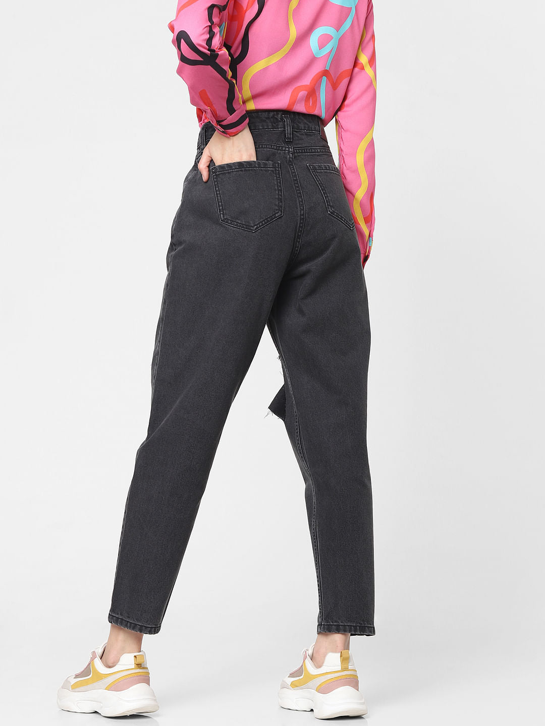 Black High Rise Ripped Jeans