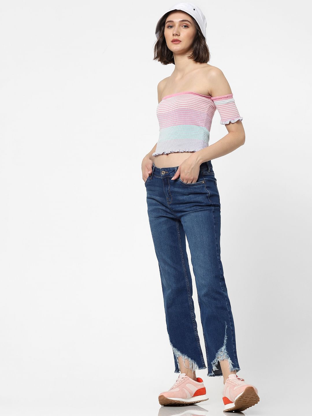 Blue High Rise Flared Jeans