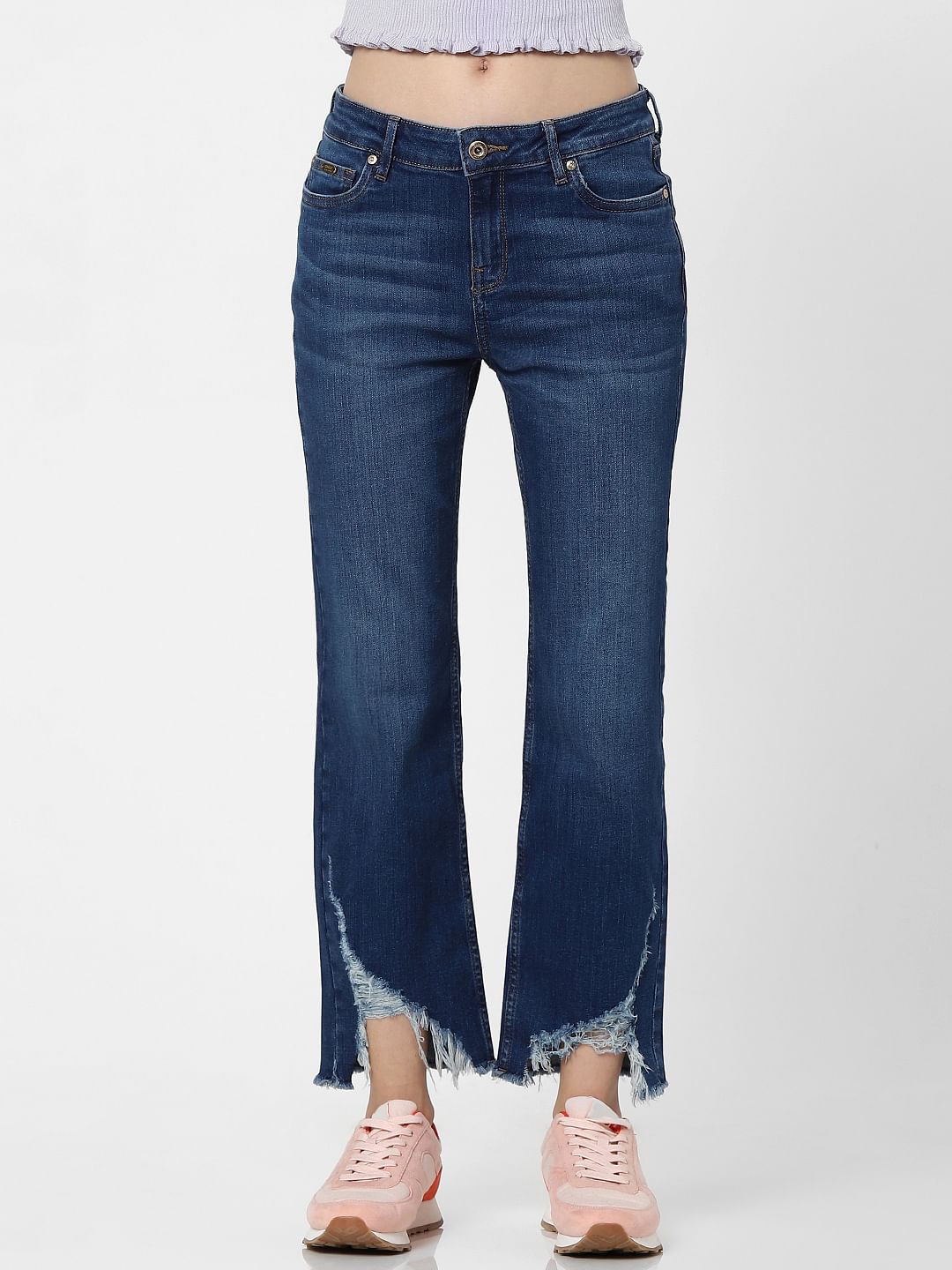 Blue High Rise Flared Jeans