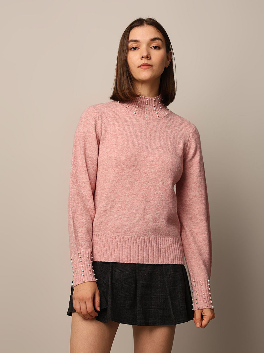 Pink Pearl Detail Pullover