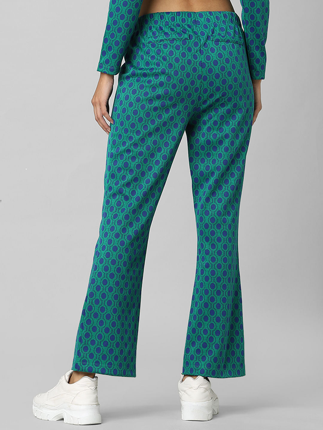 Green Mid Rise Flared Co-Ord Pants