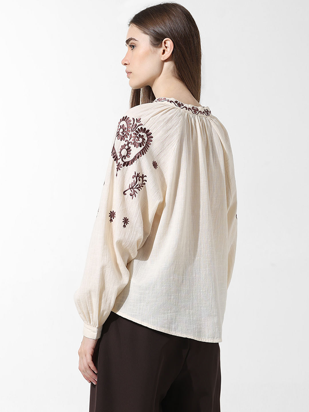 Ecru Embroidered Top