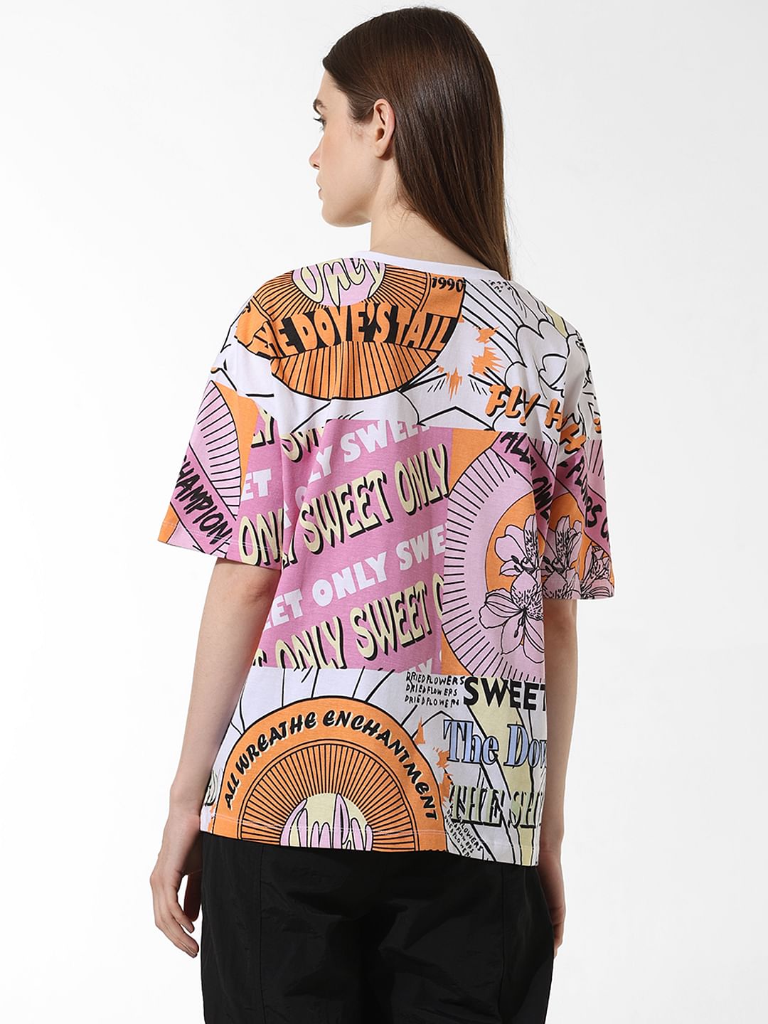 White Printed Oversized T-Shirt