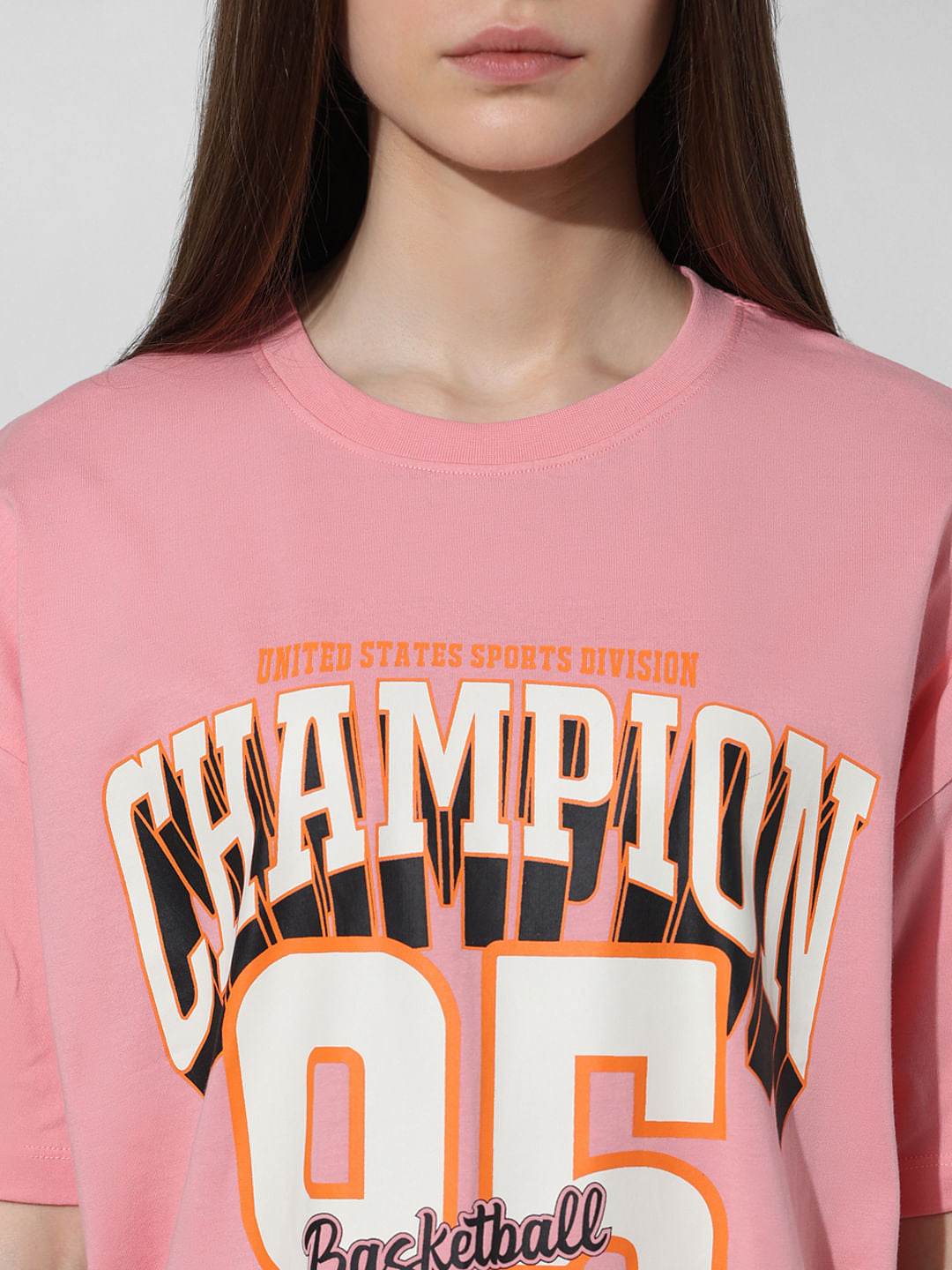 Pink Printed Oversized T-Shirt