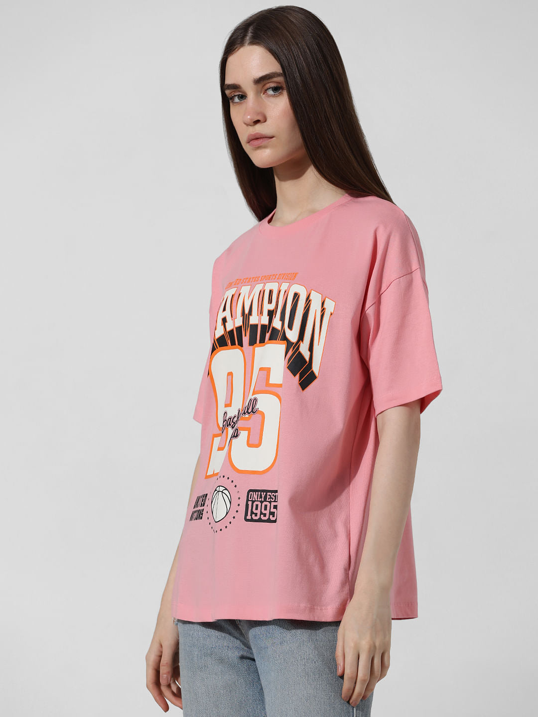 Pink Printed Oversized T-Shirt