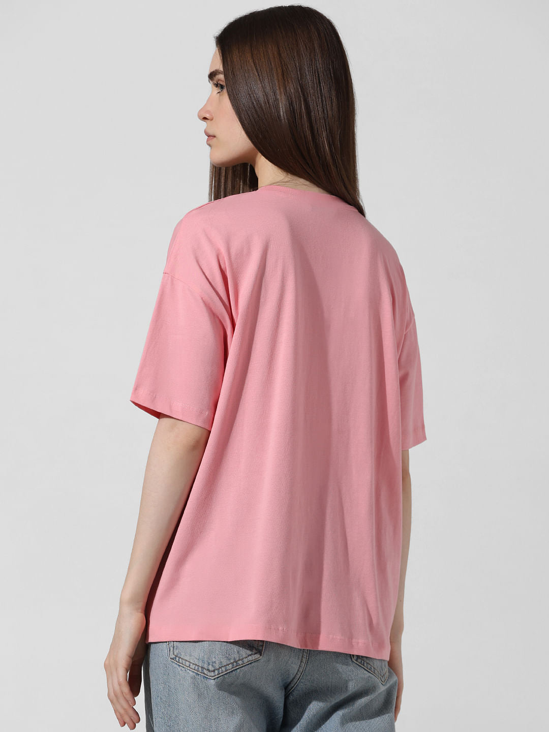 Pink Printed Oversized T-Shirt