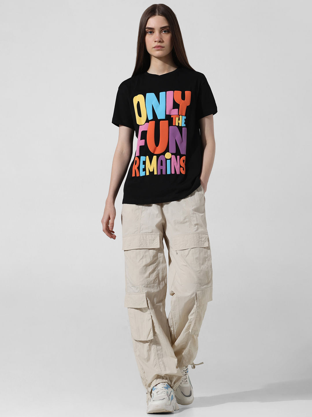 Black Typographic Print T-Shirt