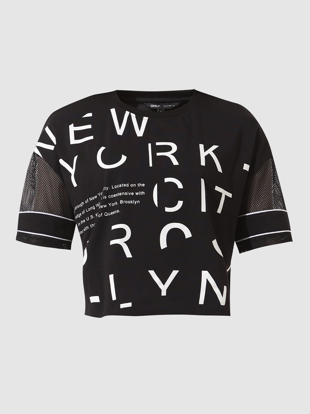 Black Mesh Cropped T-Shirt