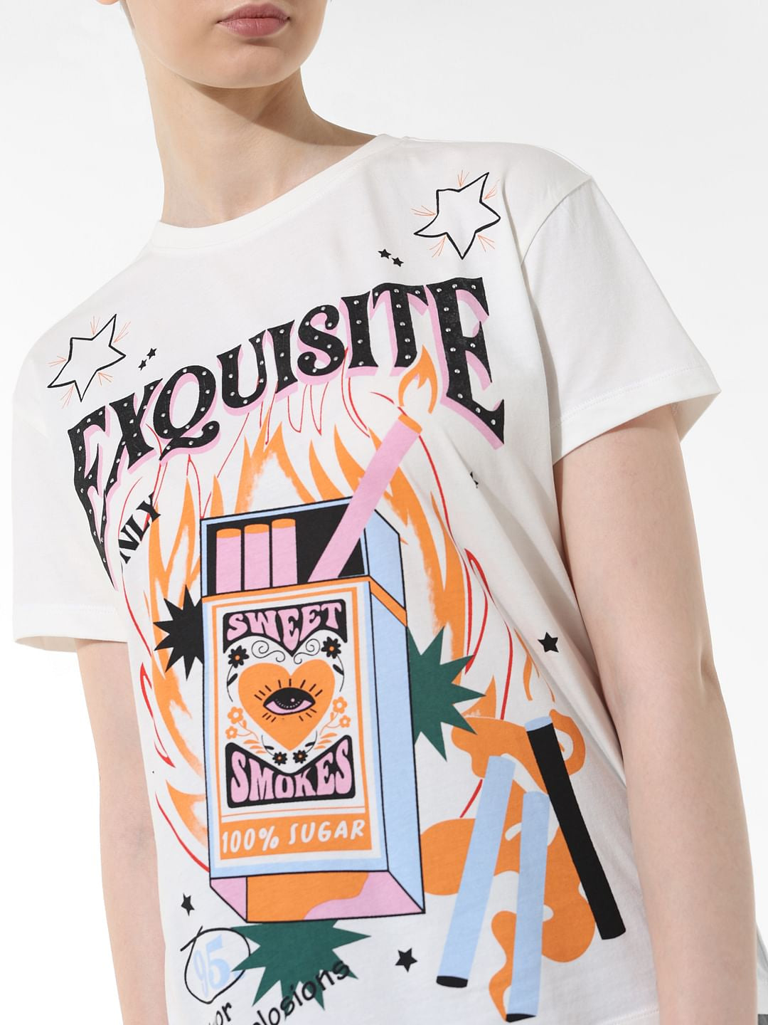 White Graphic Print T-Shirt