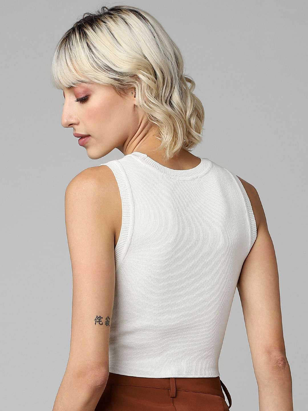 White Ribbed Vest Top