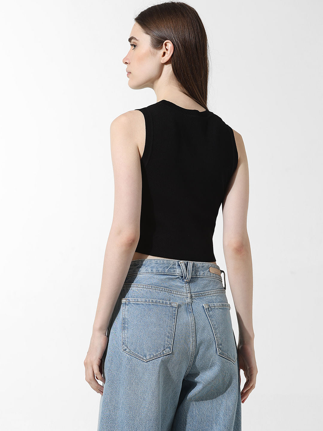 Black Embellished Cropped Top