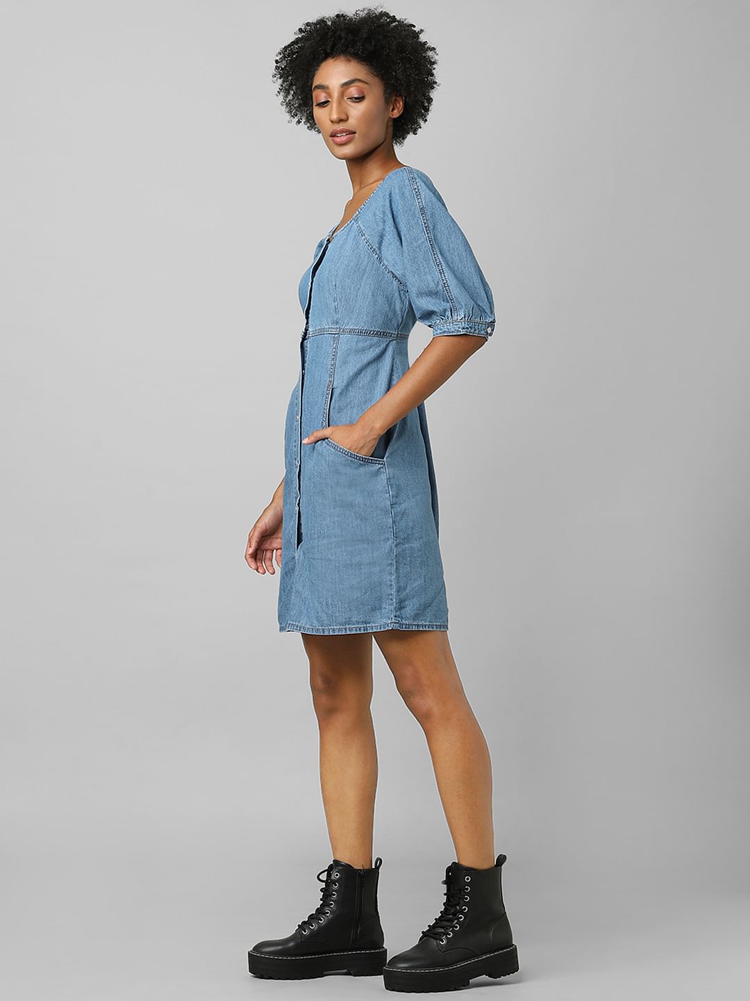 Blue Dress Fit & Flare Denim Dress